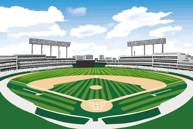 Vector a cartoon of a baseball stadium with the number 99 on it