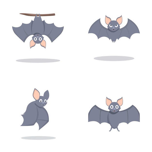 Cartoon bat collection in various poses