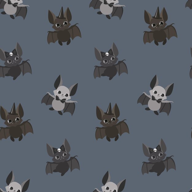 Cartoon bat vampire flat vector sealess pattern.