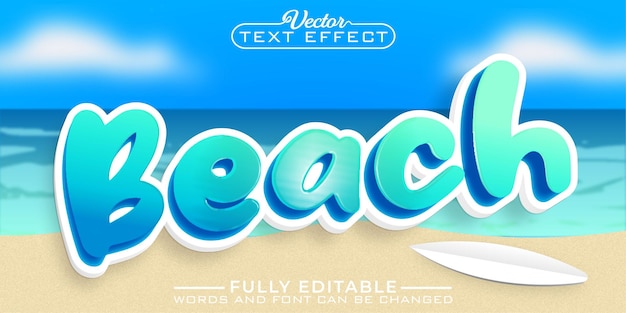 Cartoon Beach Holiday Vector Editable Text Effect Template