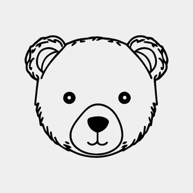 A cartoon bear head with a black outline.