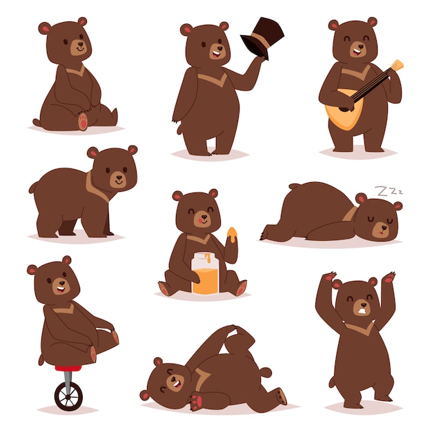 Cartoon bear  set.