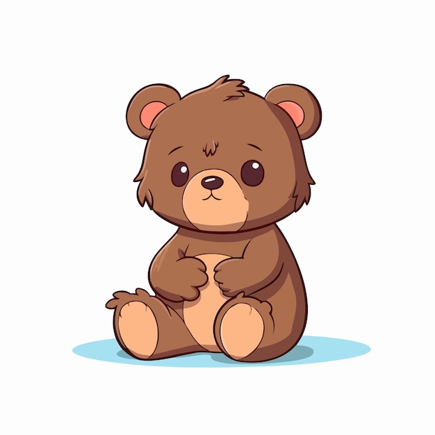 A cartoon bear sitting on the floor.