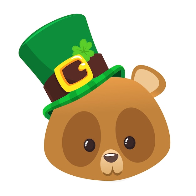 Cartoon bear wearing green hat for St Patricks day