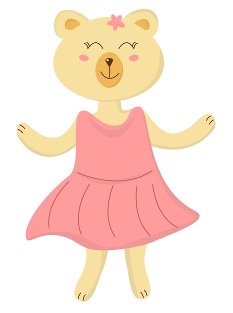 a cartoon bear wearing a pink dress