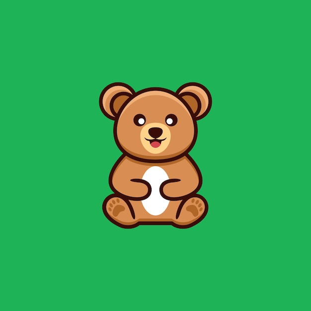 Cartoon bear with a ball on a green background