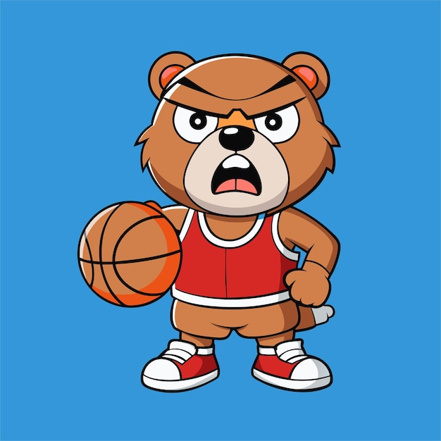 a cartoon bear with a basketball on his chest and a cartoon image of a bear with a basketball