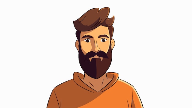 Vector cartoon bearded man character in flat color style vector illustration