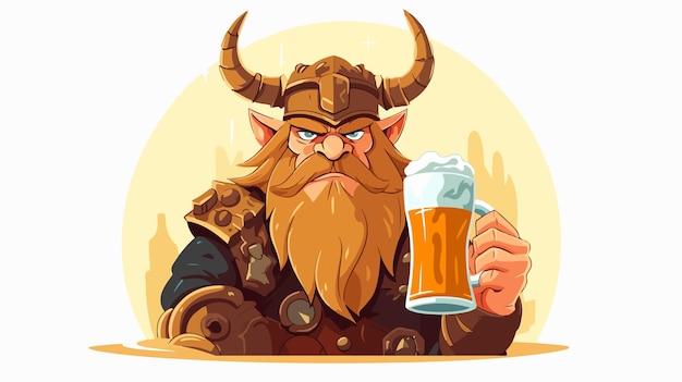 a cartoon of a bearded man holding a mug of beer