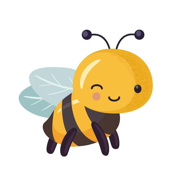 Cartoon bee cute character in flat style