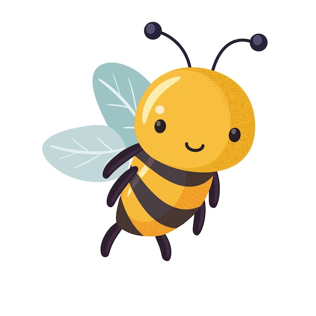 Cartoon bee cute character in flat style