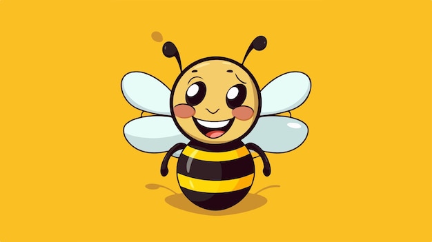 a cartoon of a bee with a yellow background