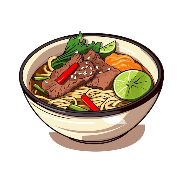 A Cartoon beef pho vietnam Food Vector illustrator Generative Ai