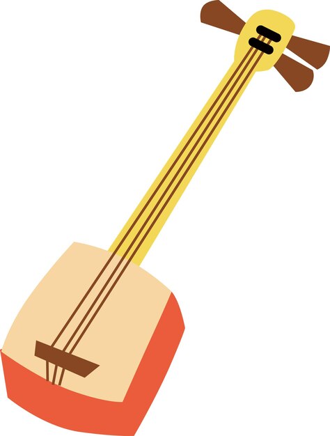 Vector cartoon beige shamisen