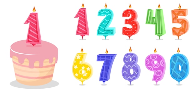 Cartoon birthday candles and anniversary numbers candle