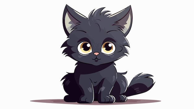 a cartoon of a black cat with yellow eyes and a black nose