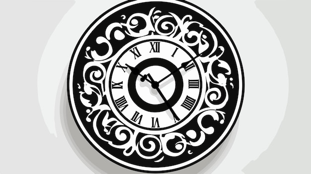 Cartoon Black Wall Clock Vector Illustration