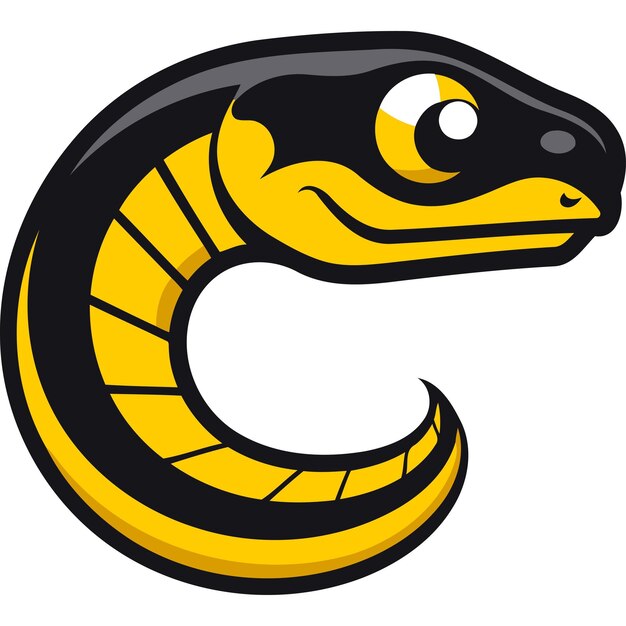 Cartoon Black and Yellow Snake Mascot