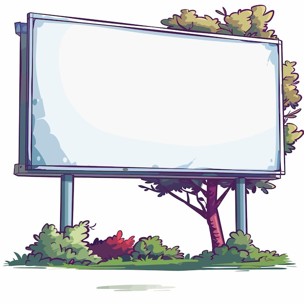 Vector a cartoon of a blank billboard with a tree in the background