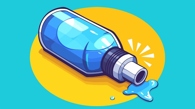 a cartoon of a blue bottle with the wordon it