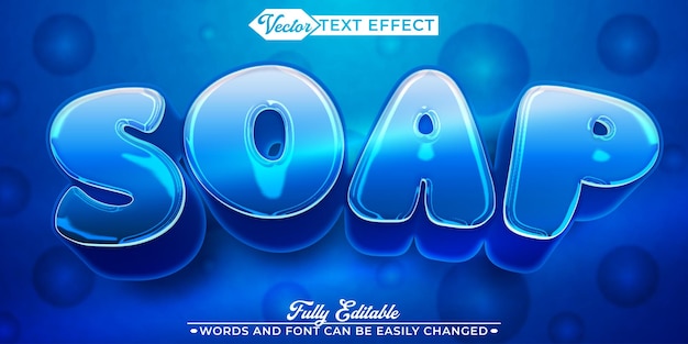 Cartoon Blue Bubbles Soap Vector Editable Text Effect Template