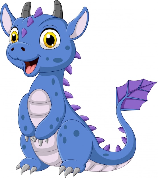 Cartoon blue dragon on white