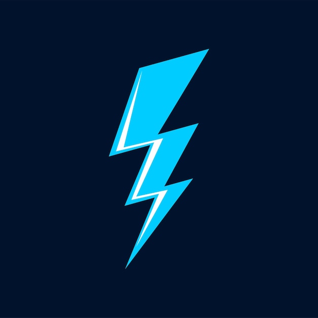 Cartoon blue lightning flash thunderbolt icon