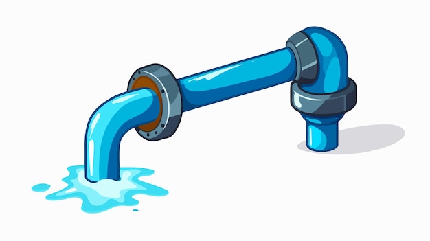 Vector a cartoon of a blue pipe with water dripping down it