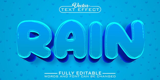 Cartoon Blue Rain Vector Editable Text Effect Template