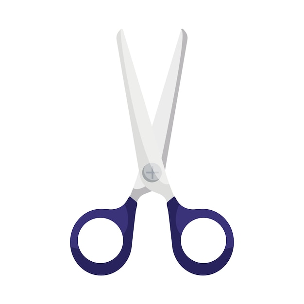 Cartoon blue scissors on white background Isolated Vector