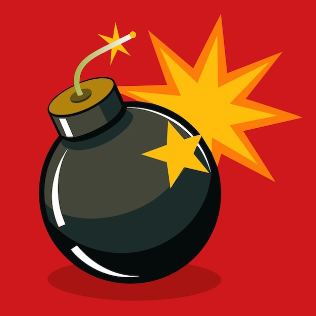 Vector cartoon bomb on a fire vector illustration