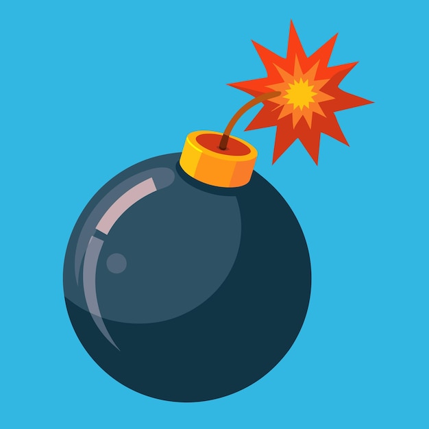 Vector cartoon bomb on a fire vector illustration