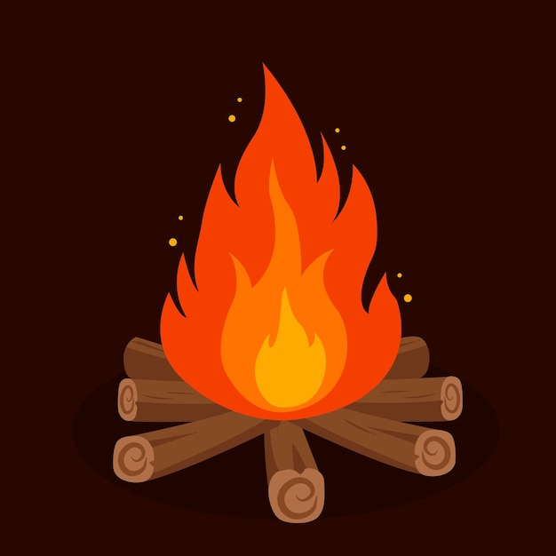 Cartoon bonfire vector illustration fire flame