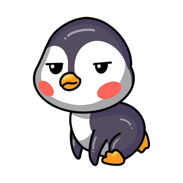 Cartoon bored little baby penguin