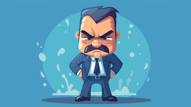 Vector cartoon boss with grumpy expression