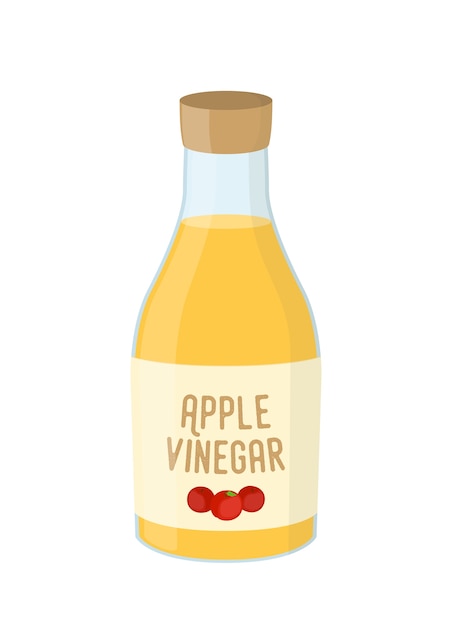 Cartoon bottle of apple vinegar, yellow condiment