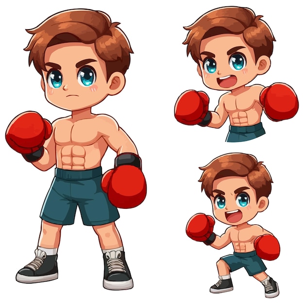 Cartoon Boxer boy vector illustration