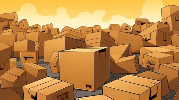 a cartoon of boxes with the word  t v  on the bottom