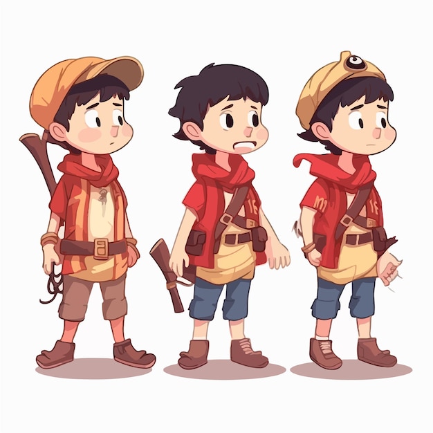 Cartoon boy in adventure gear vector illustration playful child cartoon style