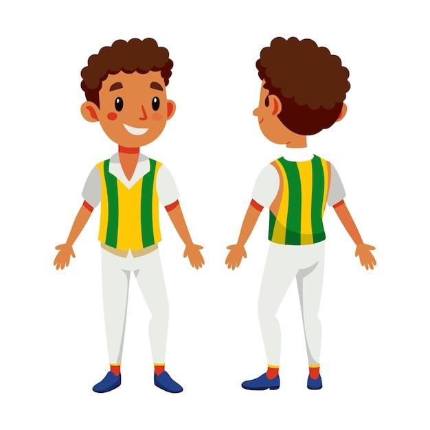 Cartoon Boy Character Front And Back View