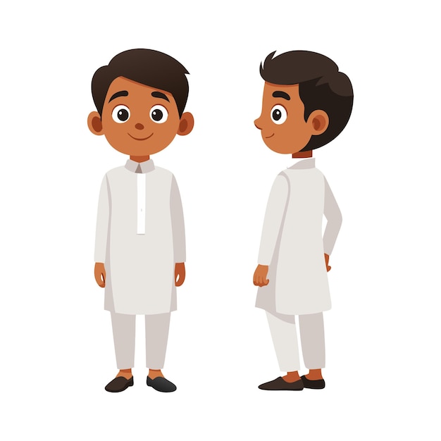 Cartoon Boy Character in Traditional Clothing