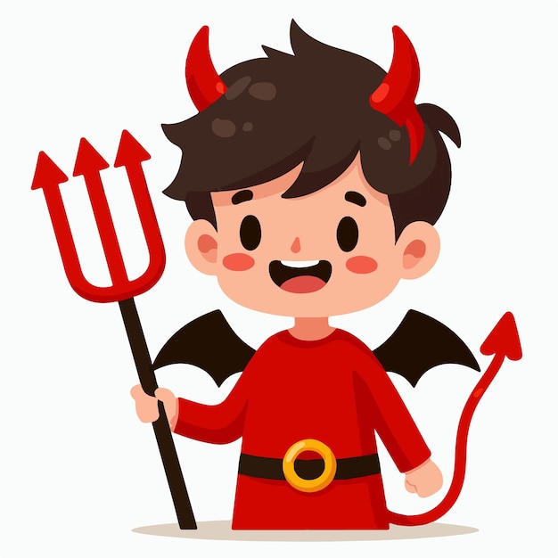 Cartoon boy in devil costume