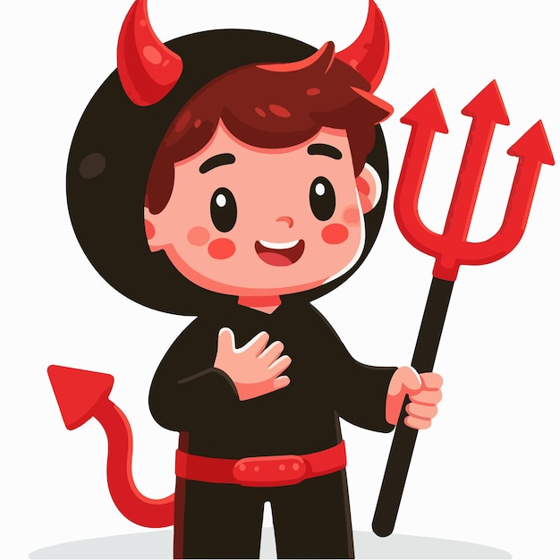 Vector cartoon boy in devil costume