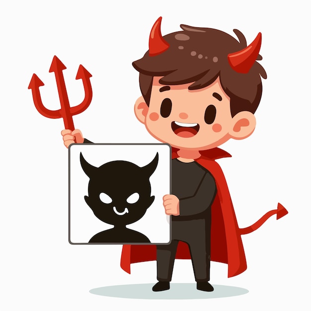 Cartoon boy in devil costume