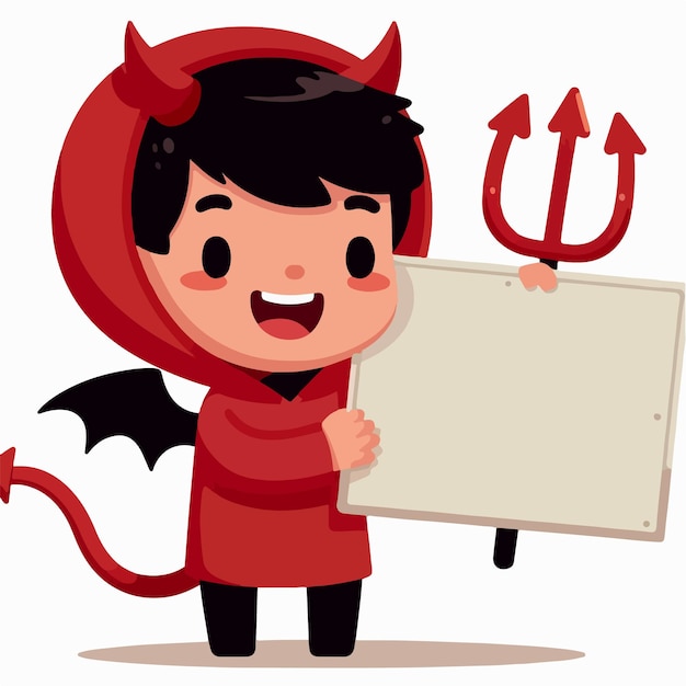 Cartoon boy in devil costume