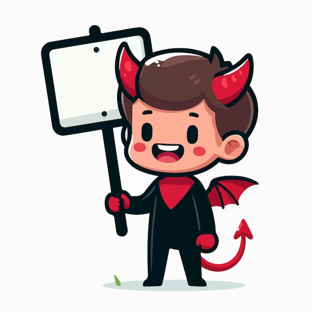 Vector cartoon boy in devil costume