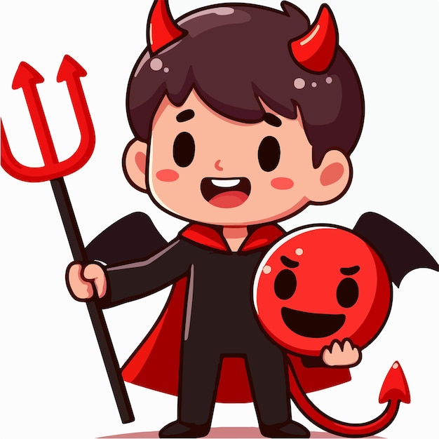 Cartoon boy in devil costume