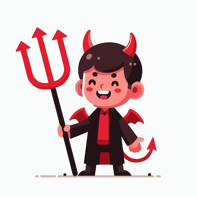 Cartoon boy in devil costume