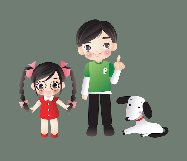 Cartoon Boy & Girl