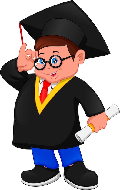 Cartoon boy in graduation costume